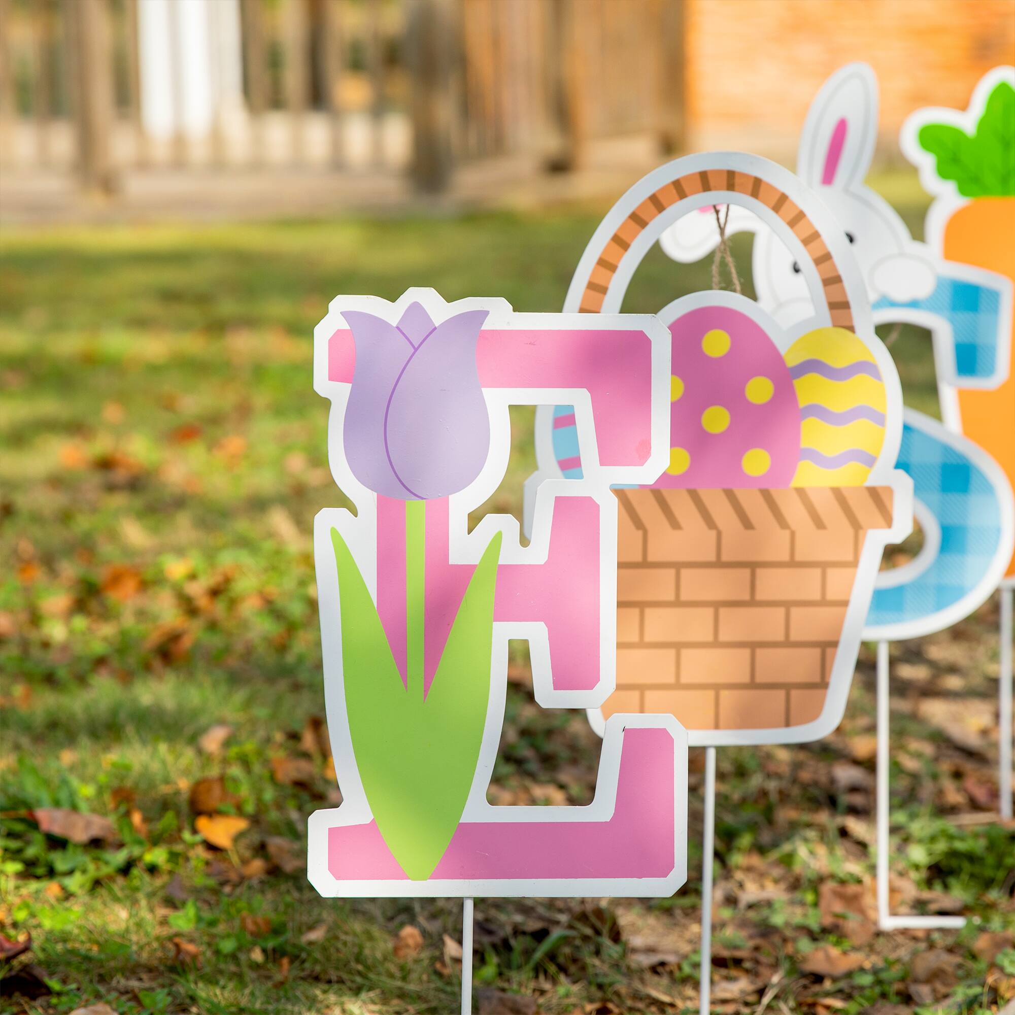 Glitzhome® 49.5" Set of 6 Easter Icon Metal Yard Stake